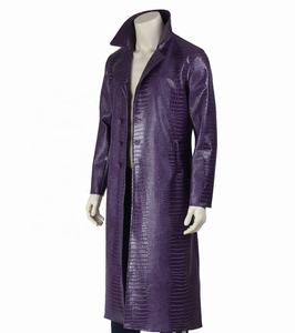 Chaqueta Unisex Morada de Cuero Texturizado con Cuello Redondo y Cierre de Cremallera, Tela de Lona Impermeable y Resistente al Viento - Product Image 2