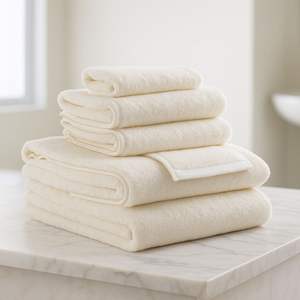 Serviette de bain en coton biologique 100% ivoire, certifiée GOTS, douce, moelleuse, absorbante, séchage rapide, écologique, serviette de spa de luxe, stock local américain - Product Image 1