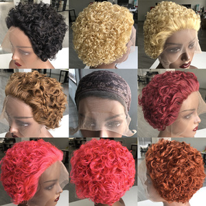 Peruca-Peluca <span class=keywords><strong>de</strong></span> encaje frontal para mujer, pelo natural curtinha 13x1, bob perruques naturel chevux humain, color negro - Product Image 3