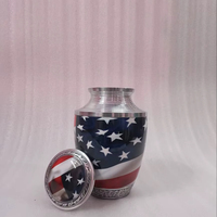 Urnas de Cremación de Aluminio Estilo Art Deco con Bandera Americana para Cenizas, Portátiles, Hechas a Mano, de Lujo, con Impresión Personalizada, Conmemorativas