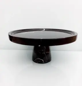 Support à gâteau en marbre noir, support à gâteau en marbre noir naturel, support à gâteau en pierre de marbre - Product Image 2