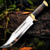 Vente en gros de couteaux de chasse et de chef PRESTIGE BLADES, personnalisés OEM ODM, faits à la main en acier J2, avec manche moderne en bois et résine, et étui en cuir.