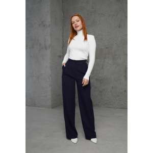 Suéter de Punto con Cuello Alto y Detalle Acanalado Blanco para Mujer - Venta al por Mayor - Product Image 2