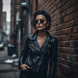 Chaqueta de cuero para mujer, abrigo de moto de cuero a la moda, abrigo básico de cuero para motocicleta con cuello vuelto para mujer - Product Image 5