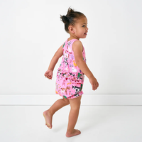 Combinaison pour bébé fille à thème de dessin animé rose, en spandex et fibre de bambou, sans manches, vêtements pour nourrissons, combinaison douce, printemps