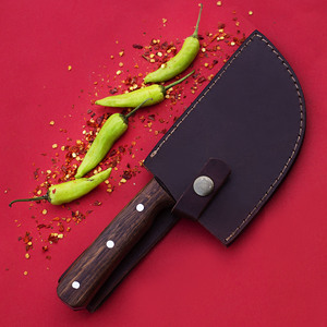 Cuchillo de Chef de acero al carbono profesional japonés hecho a mano, maquinilla de afeitar afilada, carnicero, cuchillo de carnicero, Funda de cuero de madera para uso en la cocina - Product Image 5