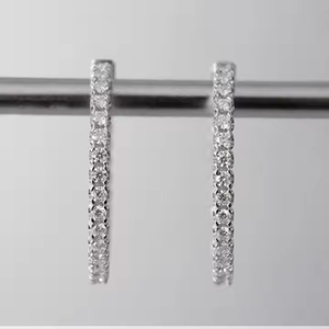 Lo mejor para regalo Precioso High-End 1.56ct Full Lab Grown Diamond Hoop Earring Plata esterlina y Platinum Group Metal - Product Image 2