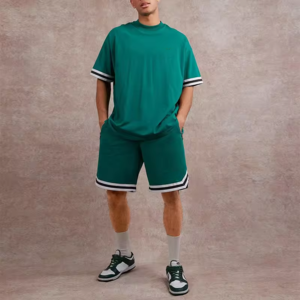 Ropa deportiva de verano con logotipo personalizado para hombre, camiseta y pantalones cortos de punto de secado rápido para correr - Product Image 3