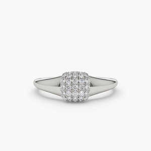 Bague de fiançailles en or 14 carats plaqué rhodium sertie de diamants pavés, certifiée par un tiers, 0,31 CT, diamant naturel à quatre couches, cadeau pour elle - Product Image 1