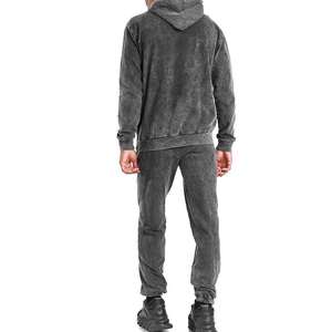 Custom Distress Acid Wash Vintage Tracksuit Sweatsuit for Men Winter Hoodie and Sweatpants Set with Flare <b>Pant</b> <b>Suit</b> Unisex Adult - Product Image 3