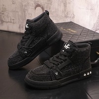 Chaussures de skate décontractées pour hommes avec strass, design haut de gamme unique, tendance, mode, personnalité, style streetwear