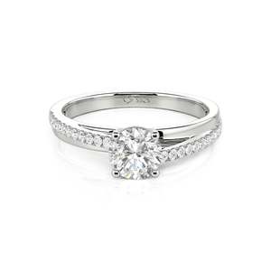 Jeulia Custom Geometric <b>Solitaire</b> Engagement <b>Ring</b> Rhodium & Gold Plated Sterling <b>Silver</b> with Zircon Stone 8mm Width - Product Image 1