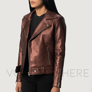Chaquetas de cuero de moda para mujer con cuello levantado, chaqueta de cuero cómoda transpirable para mujer - Product Image 6