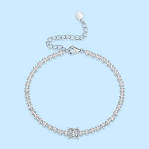 Gran oferta, pulsera de tenis de diamante de moissanita cuadrada de 1 quilate, pulsera clásica de eslabones de plata personalizada para mujer - Product Image 3