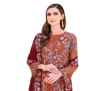 Venta al por mayor de 3 piezas vestido de gasa de seda para mujer Salwar estilo indio paquistaní Ramsha volumen de las bodas para las fiestas para las niñas - Product Image 1