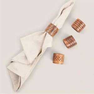 Ronds de serviette en bois fabriqués à la main Paramètres de table écologiques avec finition naturelle pour les mariages et les fêtes Meilleurs tarifs - Product Image 1