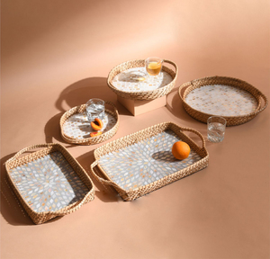 Plateau décoratif en forme de nacre, plateau de stockage des aliments pour hôtel maison restaurant plateau en nacre fait à la main rectangulaire - Product Image 1