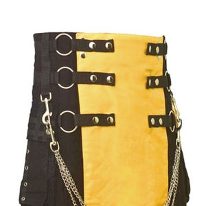 <b>Black</b> and Yellow Deluxe Utility <b>Kilt</b> for <b>Men</b> Heavy Cotton with Chain Customizable Bassoon Fashion <b>Kilts</b> Supplier - Product Image 6