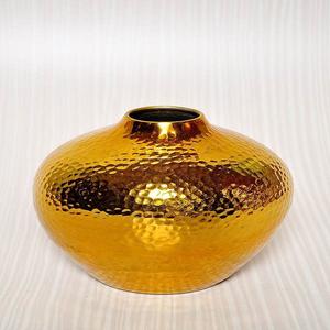 Fantaisie Martelé Jardinière Forme Ronde Pots De Fleurs Et Vase Ensemble De 2 Or Poli Table Décoration Fleur Vase Et Pot À Bas Prix - Product Image 6