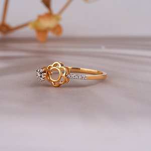 Hecho a mano 14K oro doble flor Moissanite anillo Natural amarillo Moissanite joyería regalo para mujeres - Product Image 2