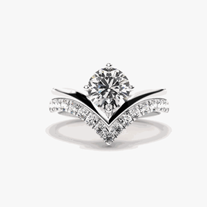 Round Cut Curved Bridal <b>Set</b> <b>Ring</b> <b>For</b> <b>Women</b> - Product Image 1