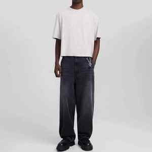 Usine directe 100% coton T-shirt pour hommes T-shirt à col rond surdimensionné Design solide T-shirt à col rond décontracté - Product Image 5