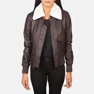 Blouson aviateur en cuir marron coupe-vent Stella G-1 - Product Image 1