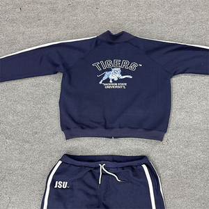 Chándales Azul Marino para Hombre Inspirados en JSU, 100% Algodón Felpa, Secado Rápido, Bordado, Cuello en V, Logotipo Personalizado - Product Image 5