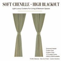 Rideaux occultants en chenille crème style français, modernes et minimalistes, à motifs patchwork, personnalisables, de luxe léger