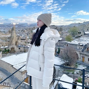 Women's New Casual Thick Loose Hooded Winter <b>Coat</b> <b>Stand</b> Collar Puffer Jacket Glossy Stylish High Street Print Short Outerwear - Product Image 5