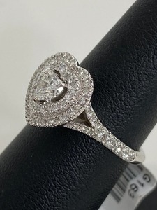 Forme de coeur Moissanite Double Halo rond brillant coupe bague de fiançailles en argent Sterling bijoux personnalisés cadeau pour elle - Product Image 3