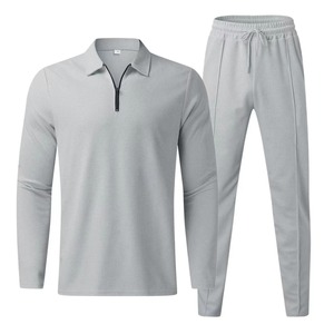 Nouvel ensemble de jogging à fermeture éclair de couleur unie pour hommes pantalon à manches longues décontracté respirant avec chemise deux pièces élégantes pour les sports d'hiver - Product Image 2