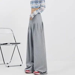 Pantalon de jogging pour femme taille mi-haute, coupe large évasée, respirant, en coton/polyester, avec logo brodé, style décontracté - Product Image 3