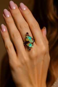 Ethiopian Fire Opal Rough Branch <b>Ring</b> Sterling <b>Silver</b> Wedding Designed for Nature Inspired <b>Statement</b> Wear Fiery Beauty Timeless - Product Image 2