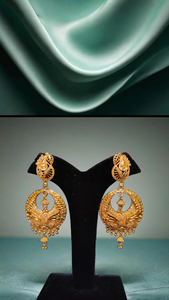 ชุดต่างหูพร้อมดีไซน์แบบดั้งเดิมต่างหูชุบทอง22CT แบบ Jhumka สำหรับผู้หญิง - Product Image 3