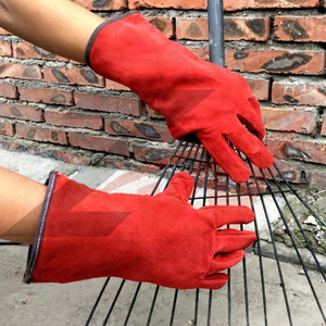 Gants de soudage TIG à l'argon en cuir de vachette, résistants à la chaleur, style hiver, décontractés et durables, en PU rouge avec impression par transfert thermique - Product Image 5