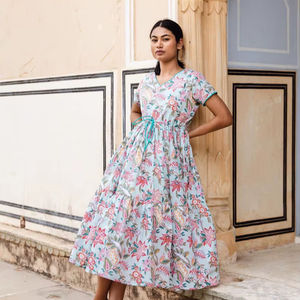 Handcrafted Ailani <b>Dress</b> Boho Cotton Hand Block Printed Casual Occasional Women Summer <b>Dress</b> - Product Image 1