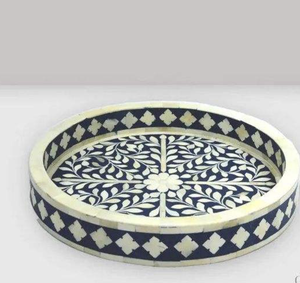 Plateau de service en incrustation d'os fait à la main de haute qualité Style nautique couleur blanche Europe origine taille personnalisable pour la décoration intérieure et les cadeaux - Product Image 4