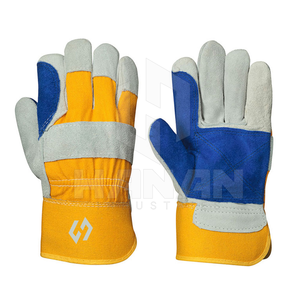 Guantes de trabajo duraderos de cuero y algodón para hombres Guantes DE SEGURIDAD multiusos al por mayor - Product Image 1