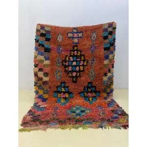 Auténtica Alfombra Marroquí Hecha a Mano, Boucherouite, Estilo Bohemio, Colorida, Vintage, Decoración Artesanal del Atlas - Product Image 1