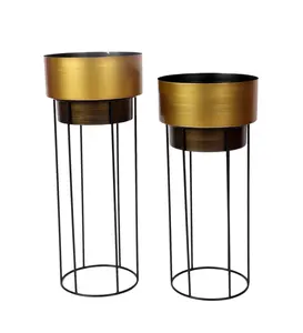 Dual Tone Planters Set Of 2 With Iron Stand They Are A Must Have In Your Living Room Or Garden Outdoor Patio Deck Decoration