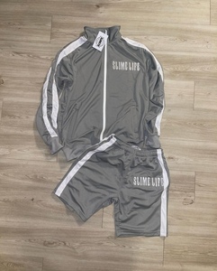 Ensemble de survêtement d'hiver réfléchissant pour homme avec logo personnalisé, deux pièces, vêtements décontractés, veste, short, survêtement, taille plus, 100% polyester - Product Image 3