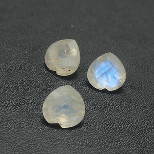 3 Pcs Natural Rainbow Moonstone 9x9mm Heart Shape Facet 6.95 Cts Lot Iroc Sales Moonstone with Fire Loose Gemstones Cut US $6.35 - Product Image 4