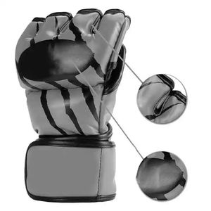 Gants de MMA Gants de boxe professionnels pour l'entraînement des demi-doigts pour hommes et femmes, en cuir PU de qualité supérieure, tailles 8oz - Product Image 5