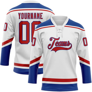 Camiseta de Hockey sobre Hielo Personalizada para Hombre, Cuello en V, Manga Larga, Negra, Roja y Blanca, Logotipo Personalizado Sublimado, Absorbe la Humedad, Unisex para Adultos - Product Image 4