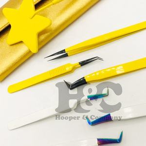 Nouvelle pince à cils Logo de marque privée offerte pince à cils en acier inoxydable avec pointe arc-en-ciel Extensions de cils pince à épiler vison - Product Image 4