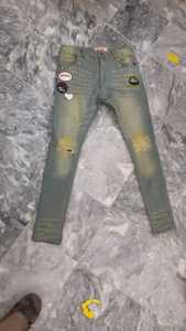 DTG elegante hombres mujeres lana transpirable calle alta cintura elástica corto rasgado Slim Fit apilado pantalón 14oz desvanecido 2026 personalizado - Product Image 2