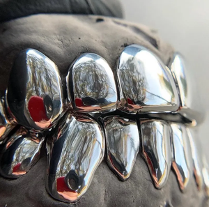 Juego Completo de Grillz Dentales de Plata 925 para Hombre, 20 Piezas, Acabado Espejo, Personalizables, Lisos, Removibles, Joyería Bucal de Lujo - Product Image 6