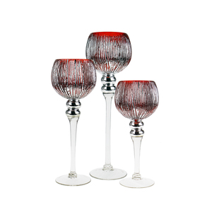 New Arrival Hand Blown Colored Glass Mercury <b>Red</b> Etched Glass <b>Candle</b> Holder for Party - Product Image 1