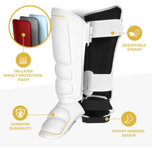 Espinillera especial de microfibra Shin Pad Kicking Boxing Logotipo personalizado barato Muay Thai espinilleras blanco - Product Image 2